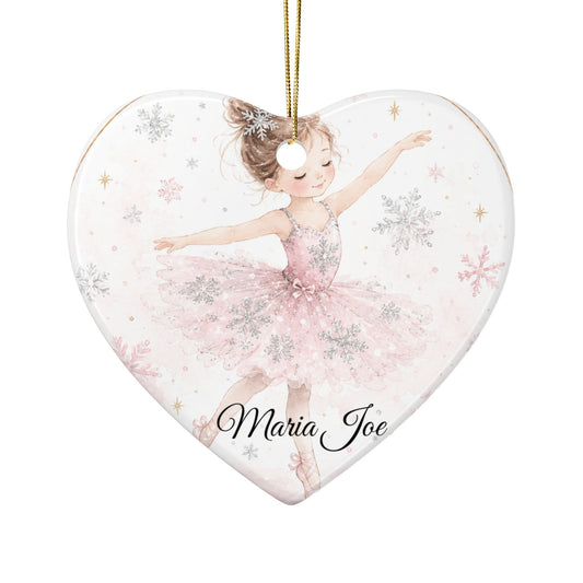Ballet Ballerina with Snowflakes Ceramic Ornament | Two-Sided
