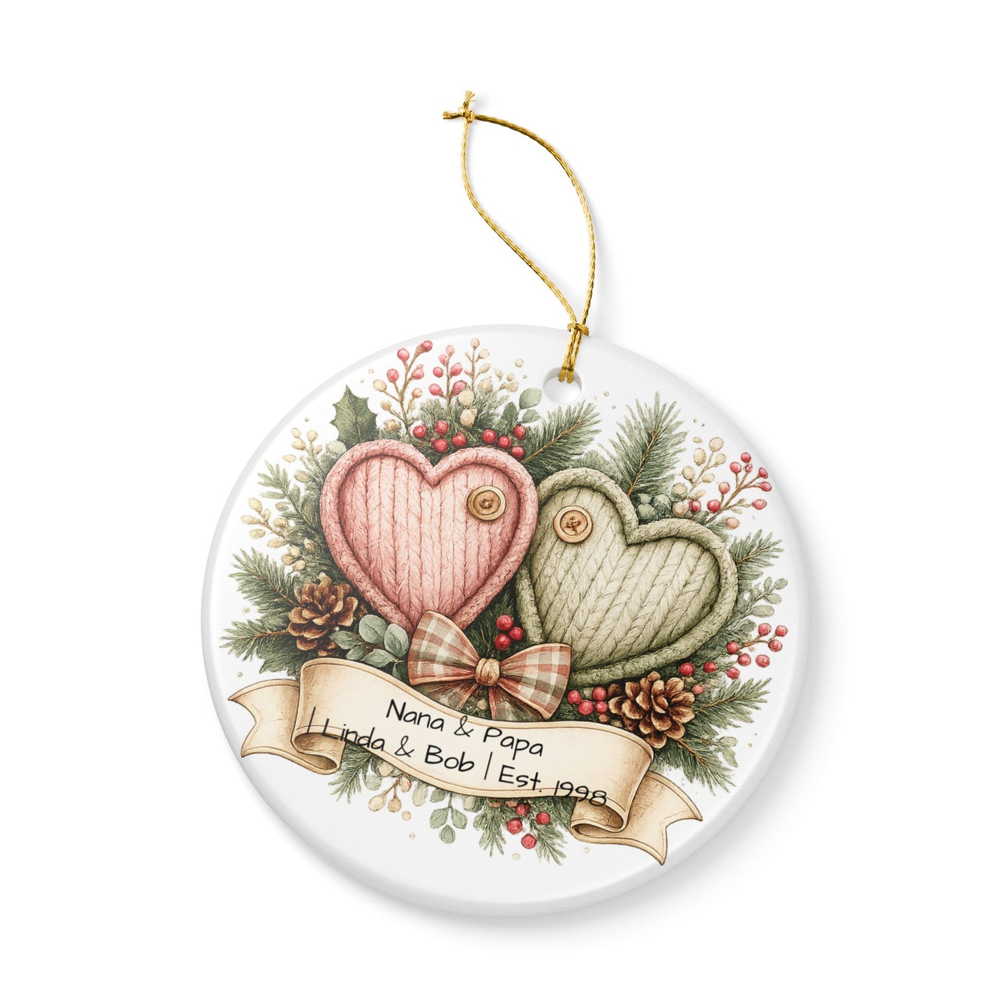 Nana and Papa Christmas Ornament Personalized with Names, Ceramic Keepsake, Grandparents Gift, Grandma Grandpa 2026