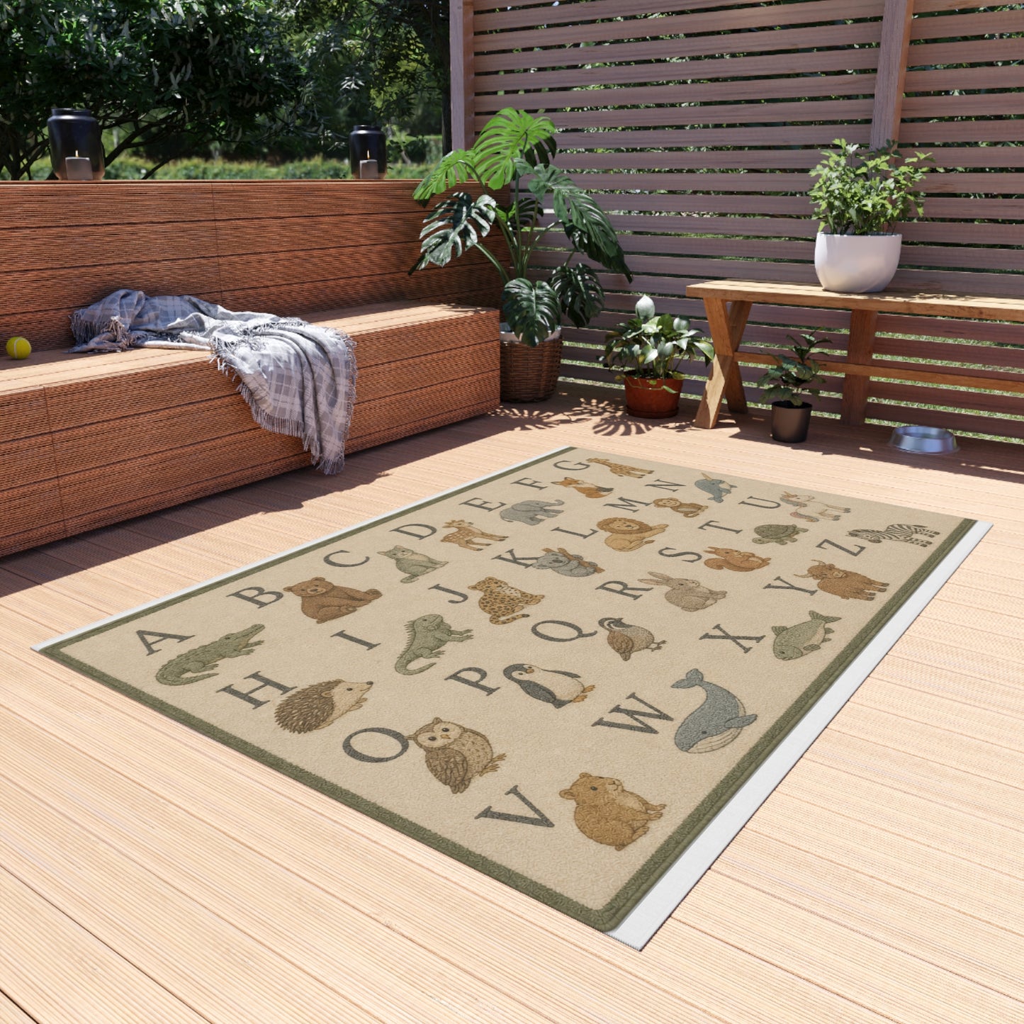 Alphabet Animals Outdoor Rug | ABC Kids Nursery Playroom Mat