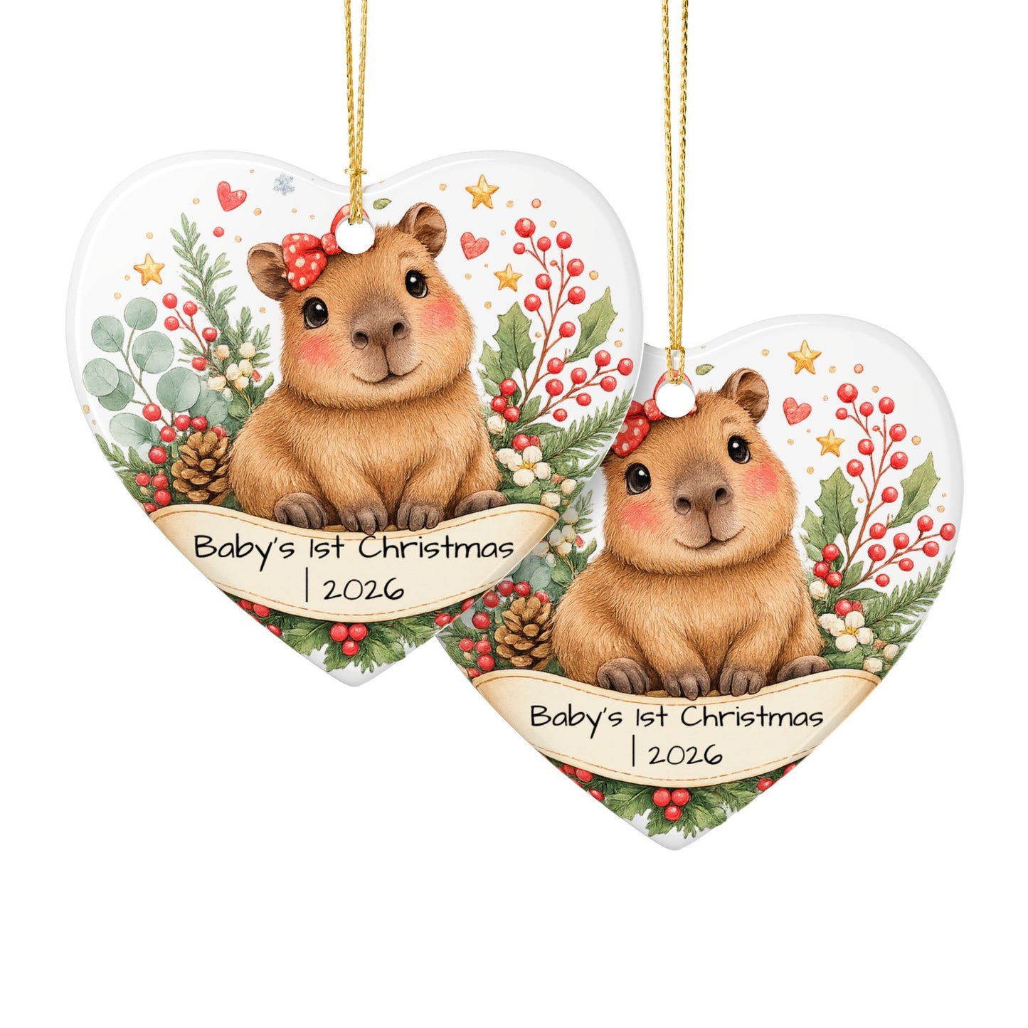 Baby Capybara Christmas Ornament Personalized with Name, Cute Ceramic Keepsake, Kids Capybara Lover Gift 2026