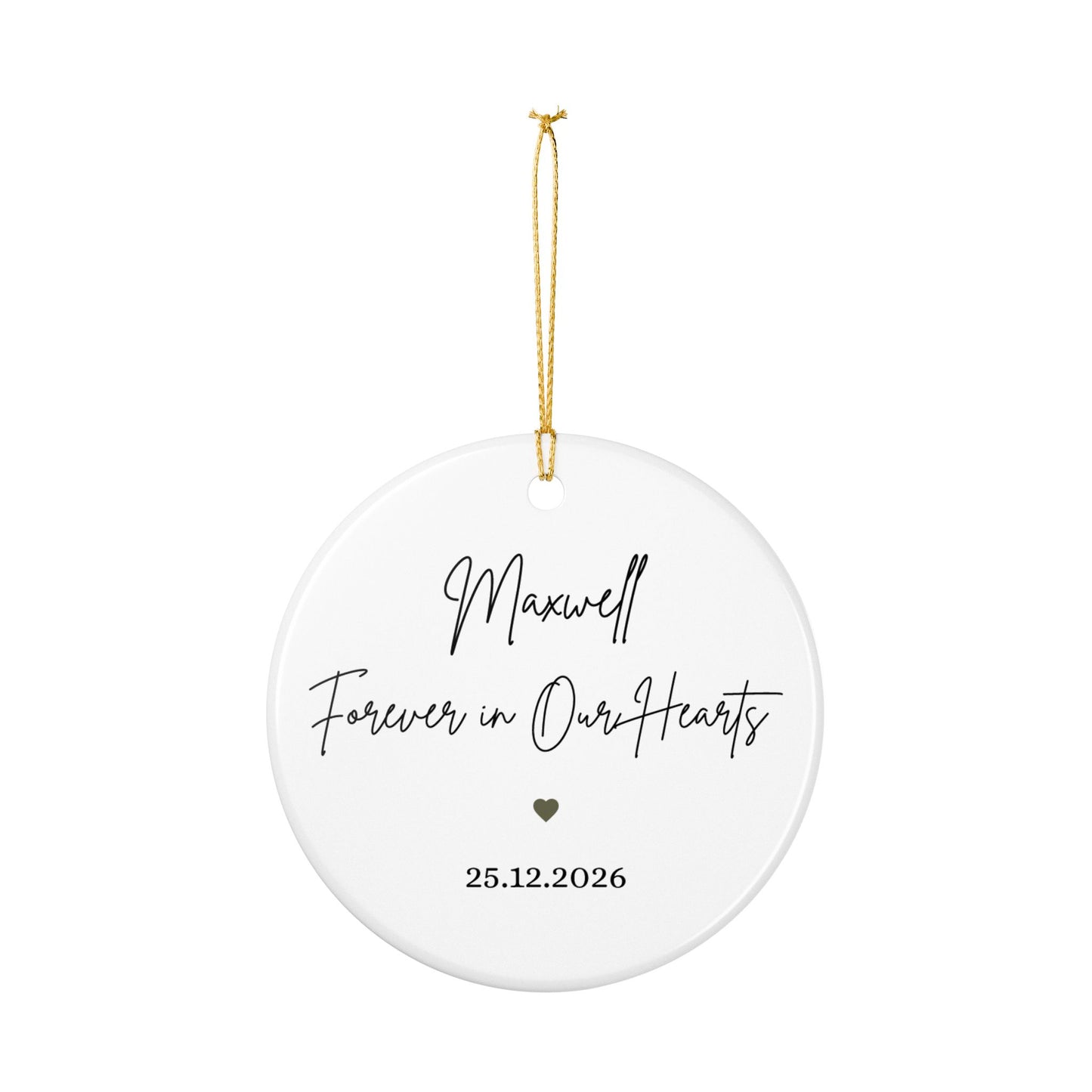 Pug Portrait Ornament | Memorial Ceramic Pet Ornament, Personalized Name & Date