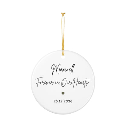 Pug Portrait Ornament | Memorial Ceramic Pet Ornament, Personalized Name & Date