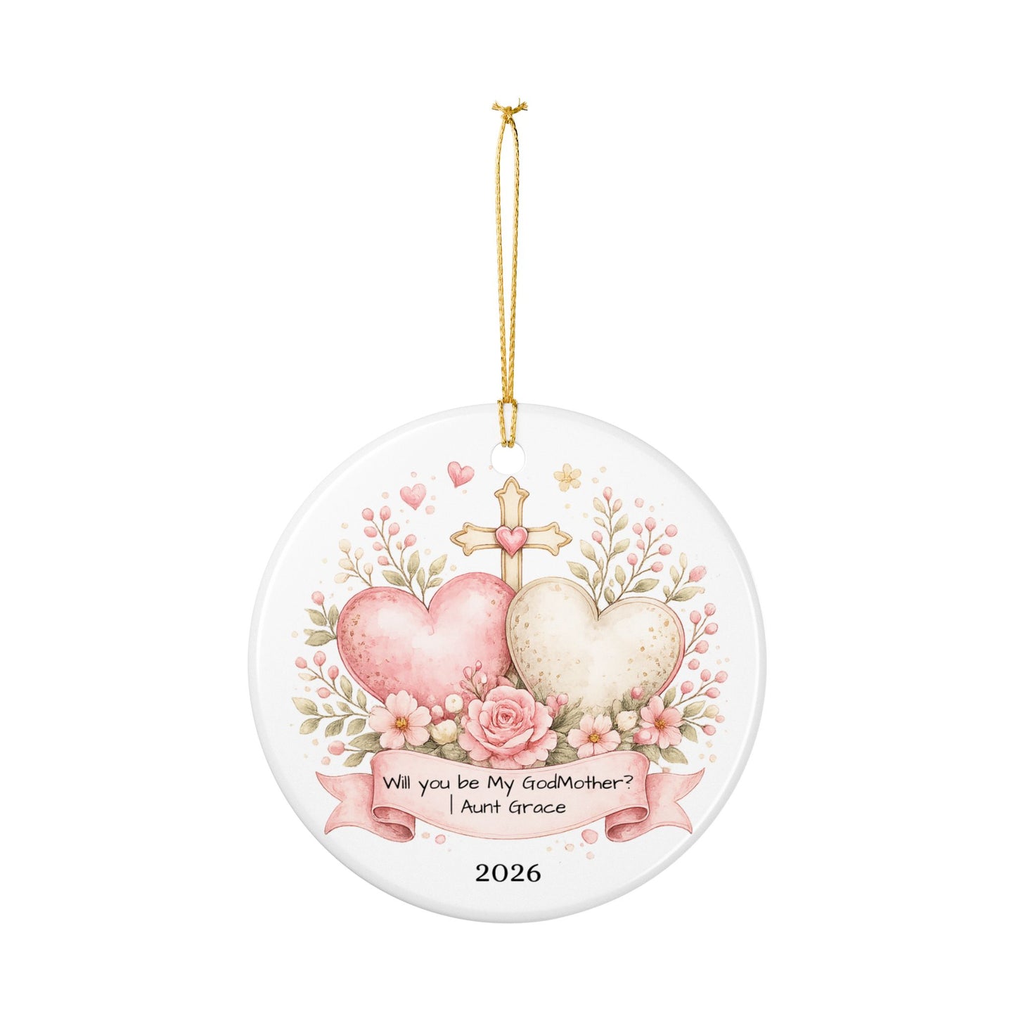 Will You Be My Godmother Ornament Personalized, Ceramic Proposal Keepsake with Name, Godmother Proposal Gift 2026