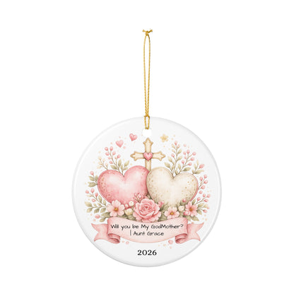 Will You Be My Godmother Ornament Personalized, Ceramic Proposal Keepsake with Name, Godmother Proposal Gift 2026