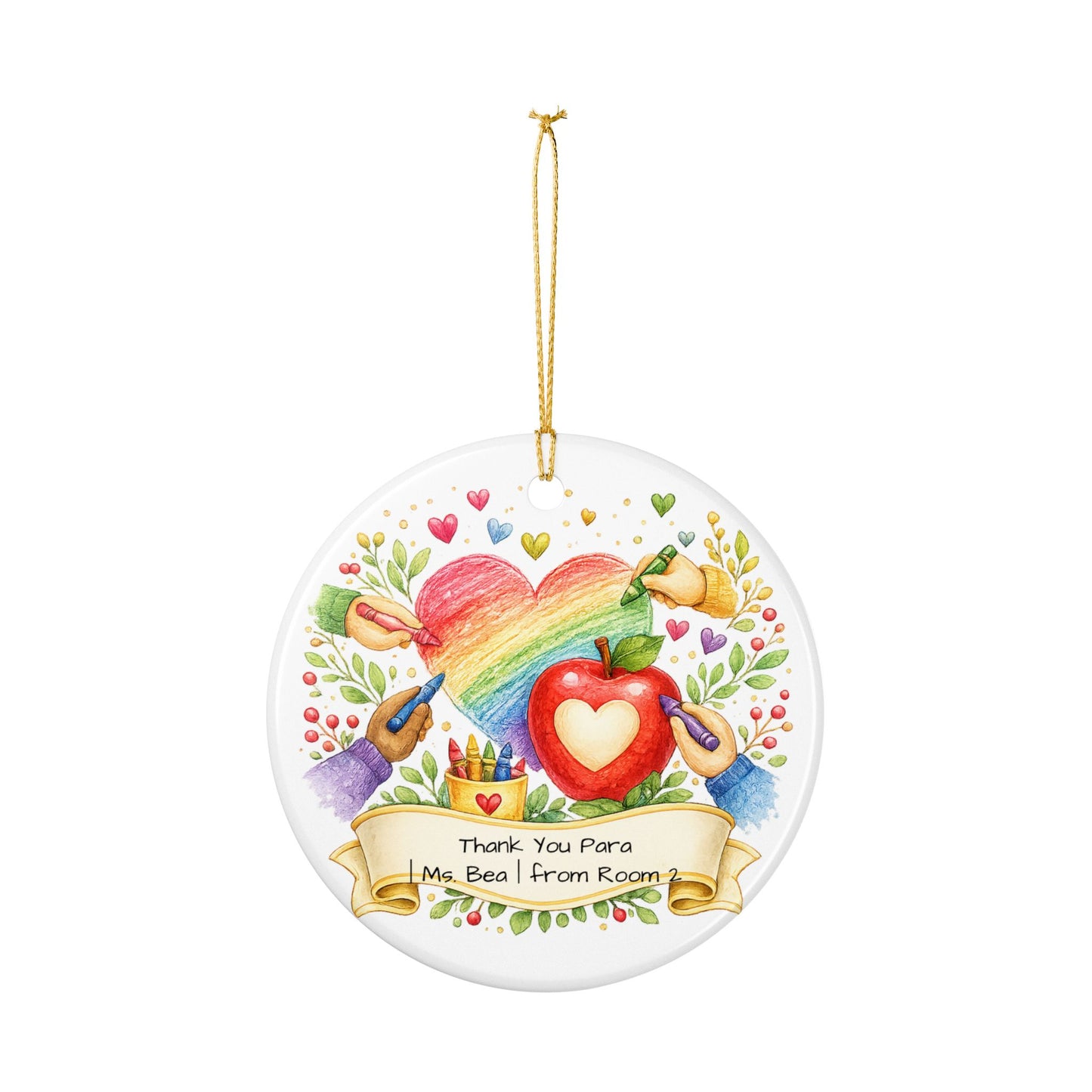Para Gift from Student Christmas Ornament Personalized, Ceramic Keepsake with Name, Thank You Para Educator Gift 2026