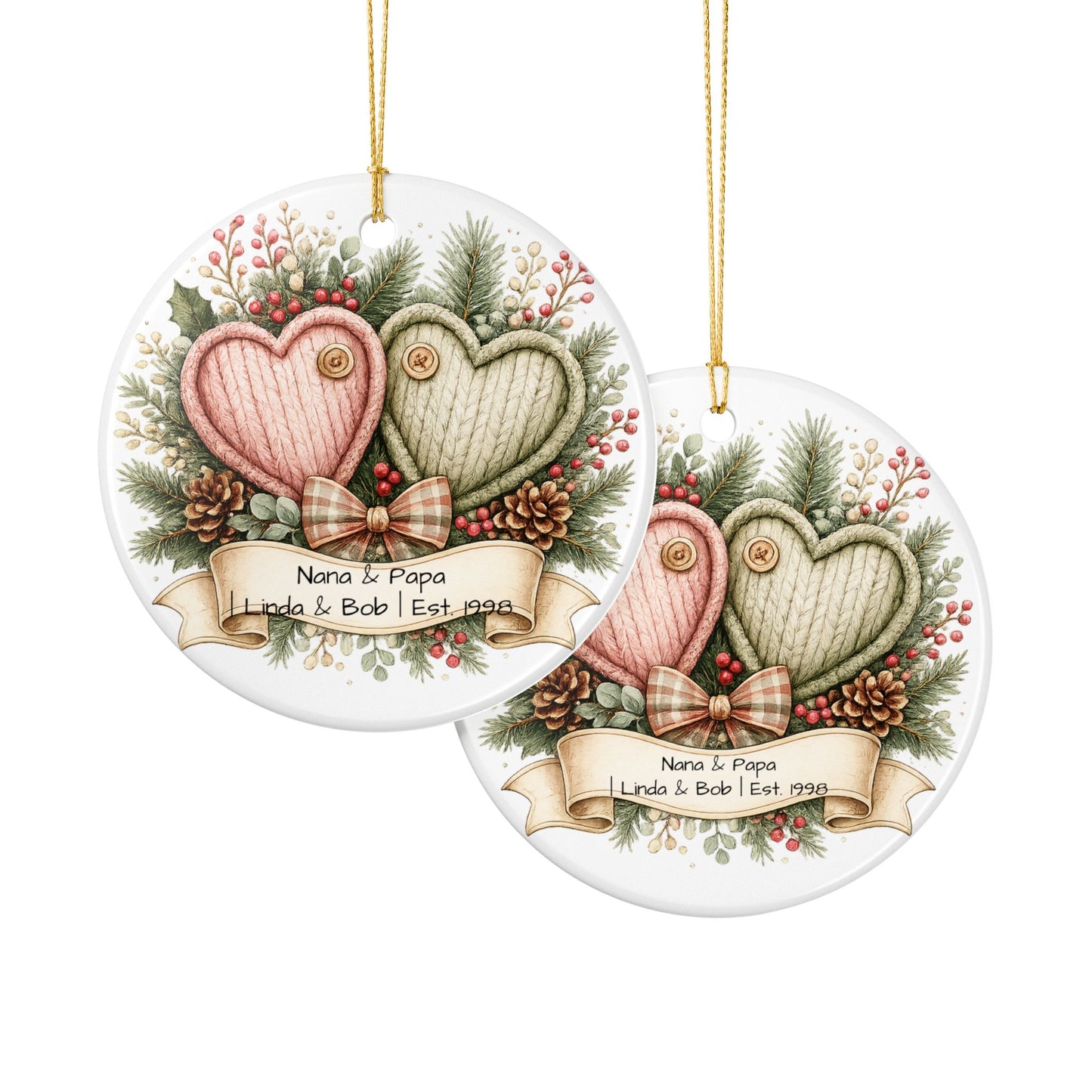 Nana and Papa Christmas Ornament Personalized with Names, Ceramic Keepsake, Grandparents Gift, Grandma Grandpa 2026