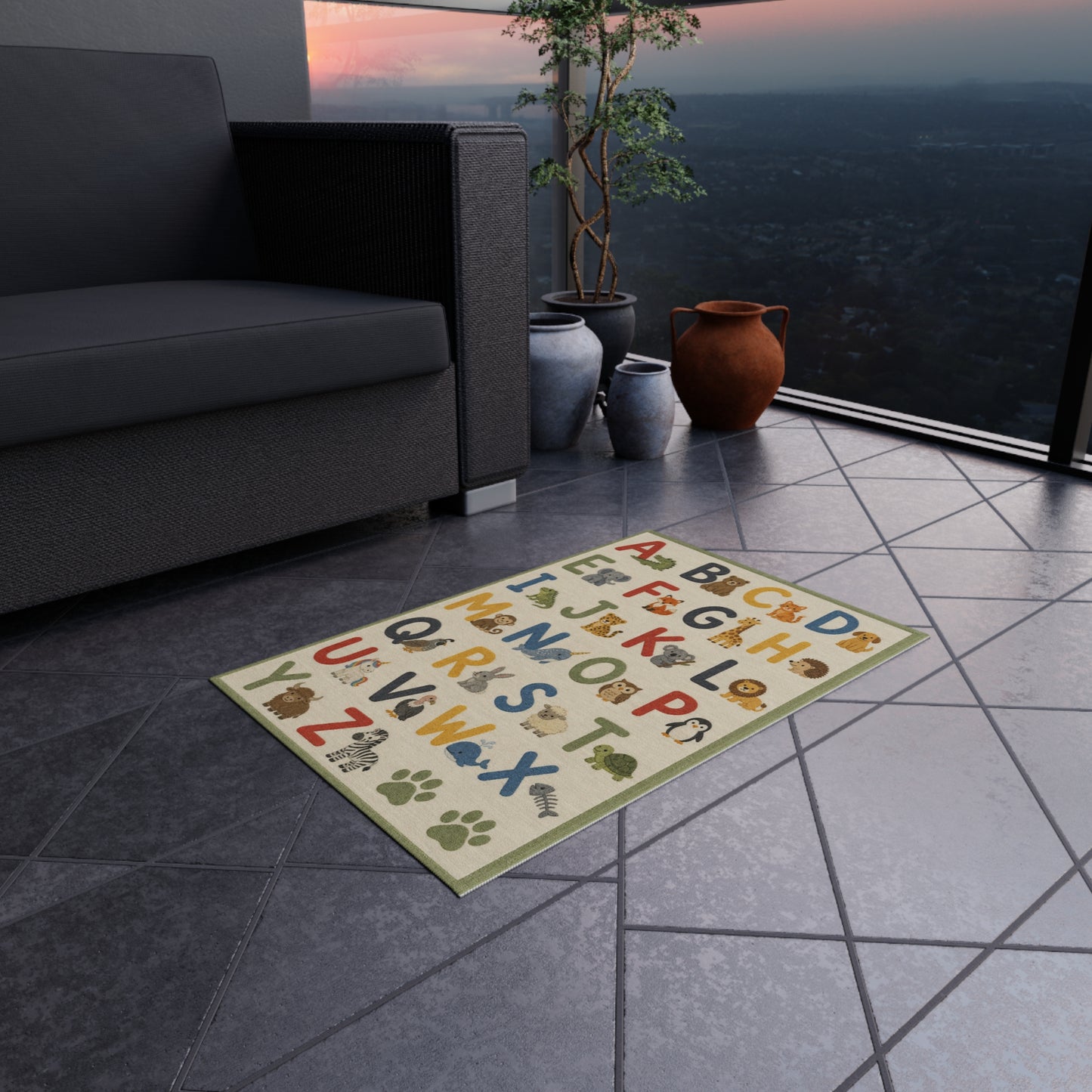 Alphabet Animal Letters Outdoor Rug | Kids ABC Play Mat