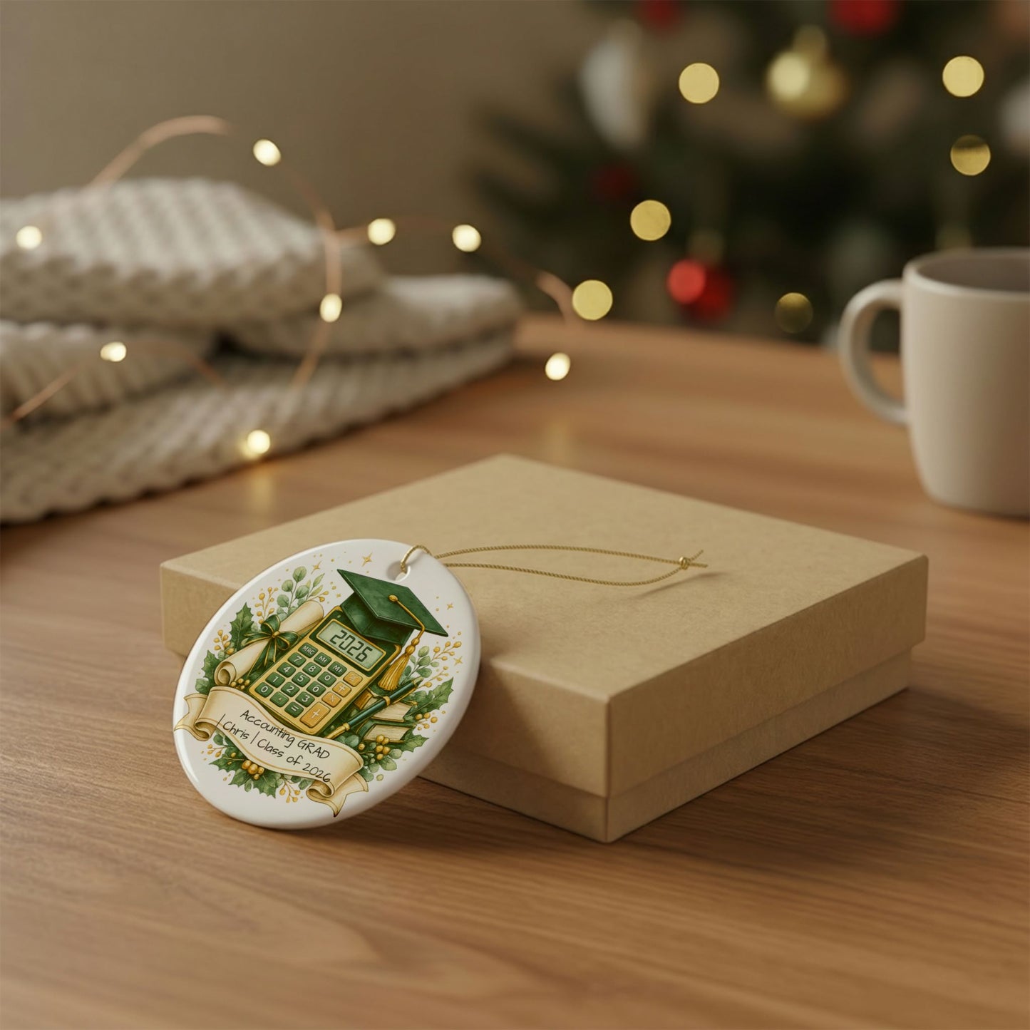 Accounting Graduate Ornament 2026 Personalized, Ceramic Keepsake with Name, Accounting Grad Gift, Future CPA Gift