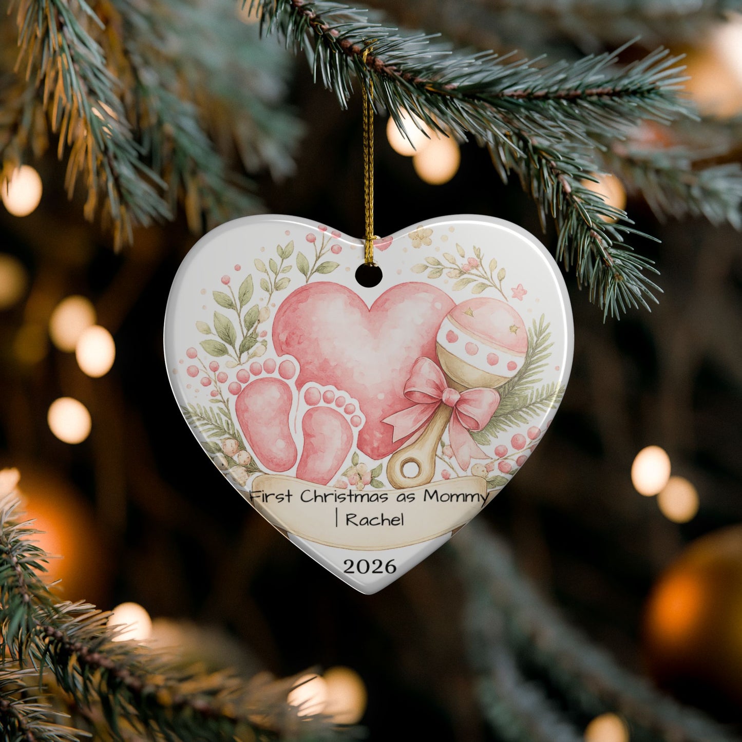 First Christmas as Mom Ornament 2026 Personalized, New Mom Ceramic Keepsake with Name, New Mom Gift, Baby Shower Gift