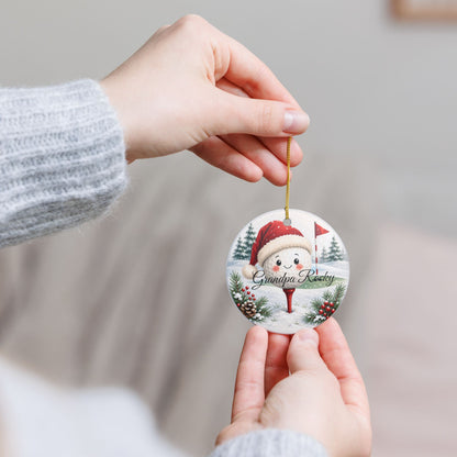 Santa Golf Ball Ornament | Ceramic Heart Ornament, Personalized Grandpa