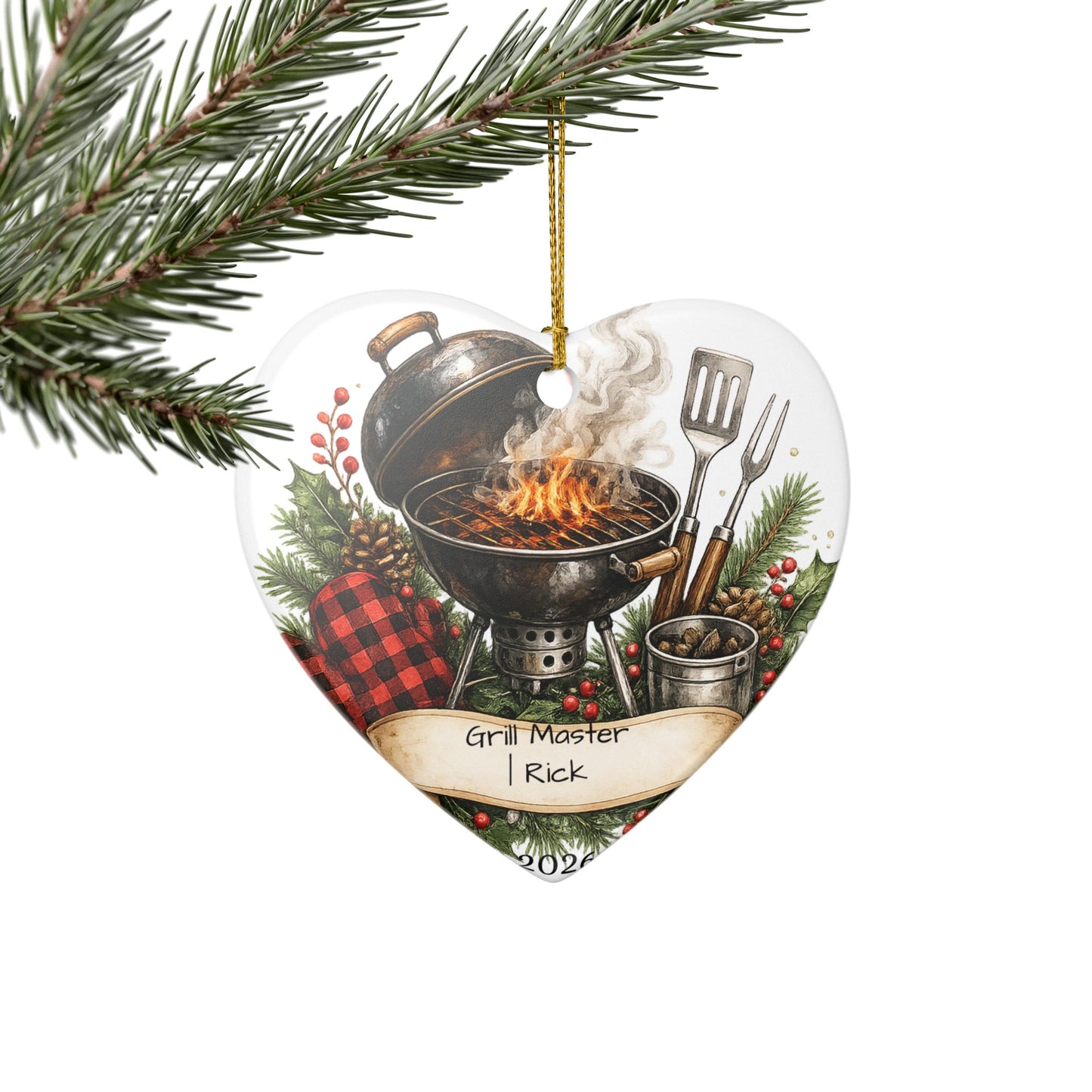 BBQ Father in Law Ornament Personalized, Grill Master Ceramic Keepsake with Name, Grilling FIL Gift 2026