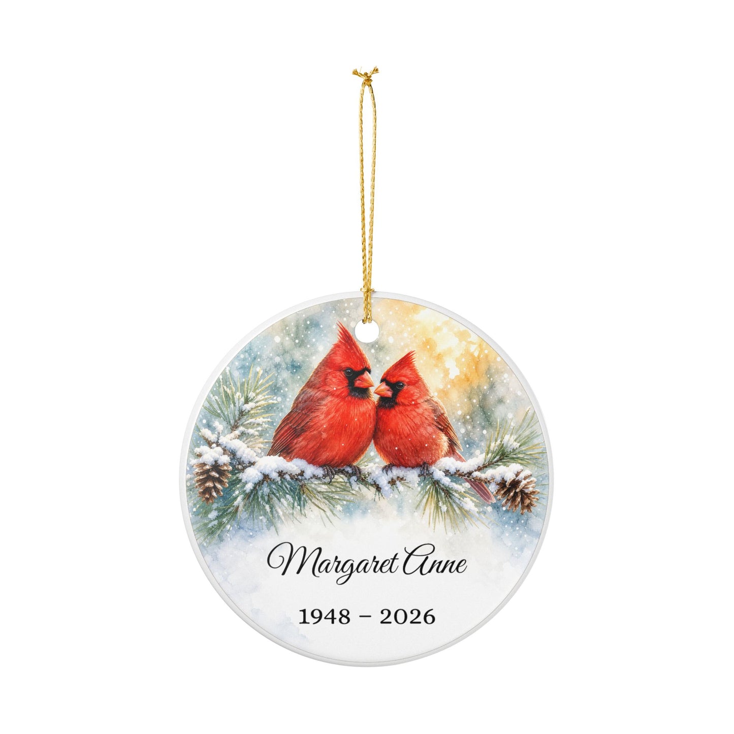 Memorial Ornament Personalized, Cardinal Pair Remembrance Keepsake with Name, Loss of Parents Loved One Sympathy Gift