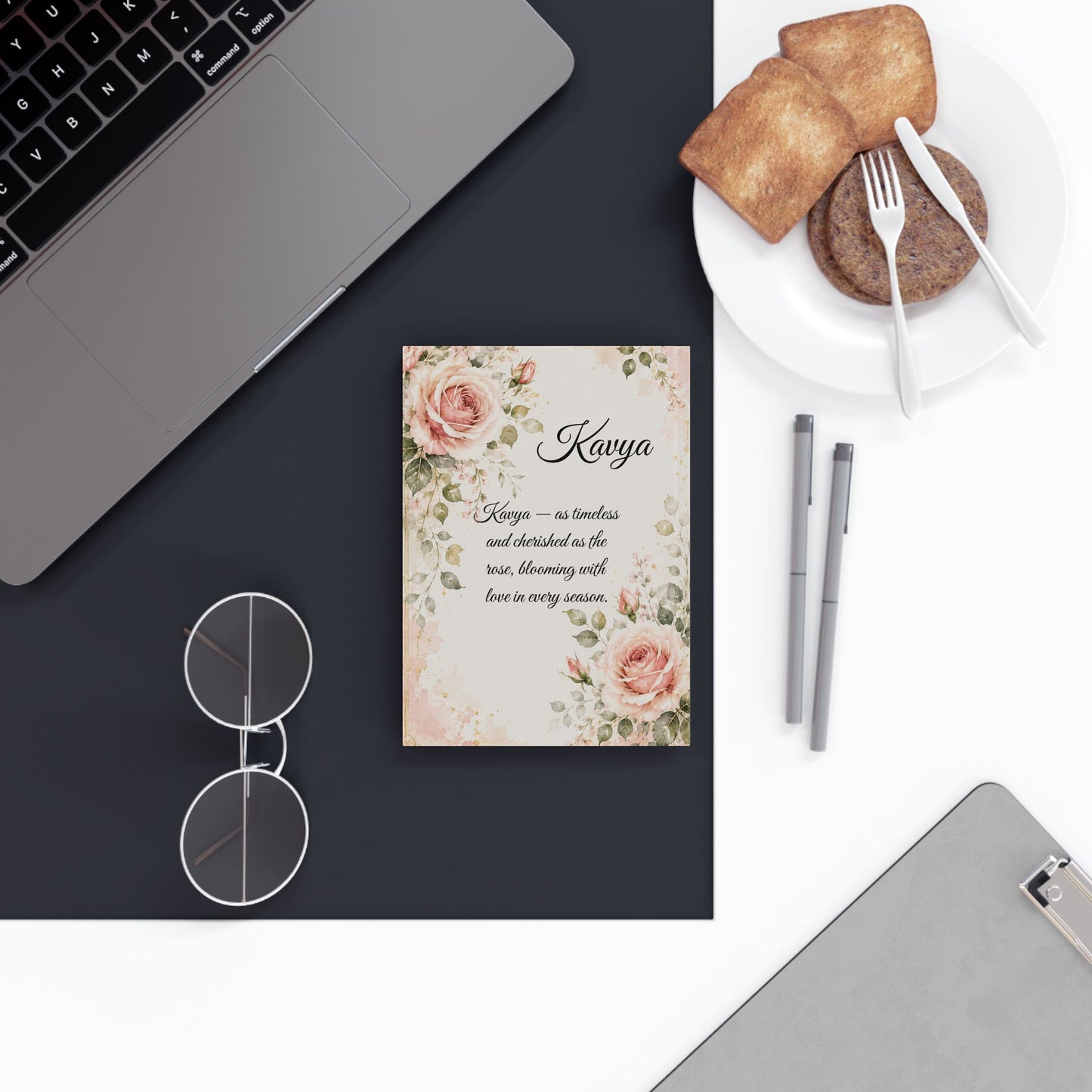 Rose Birth Month Flower Journal Custom Name, June Birthday Wedding Bridal Party Gift for Her, Personalized Luxury Diary