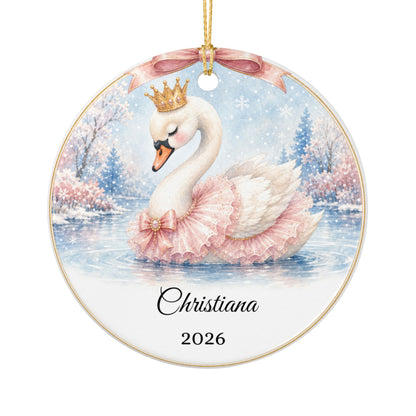 Baby Girl First Christmas Ornament Personalized, Swan Princess Keepsake with Name, Little Princess New Baby Gift 2026