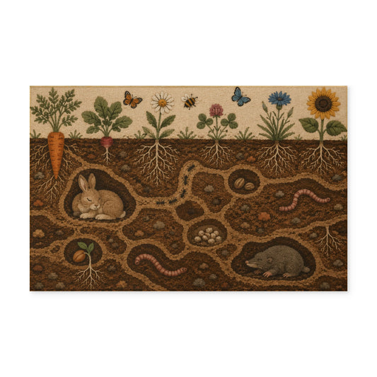 Underground Garden Illustration Rug | Washable Decorative Floor Mat