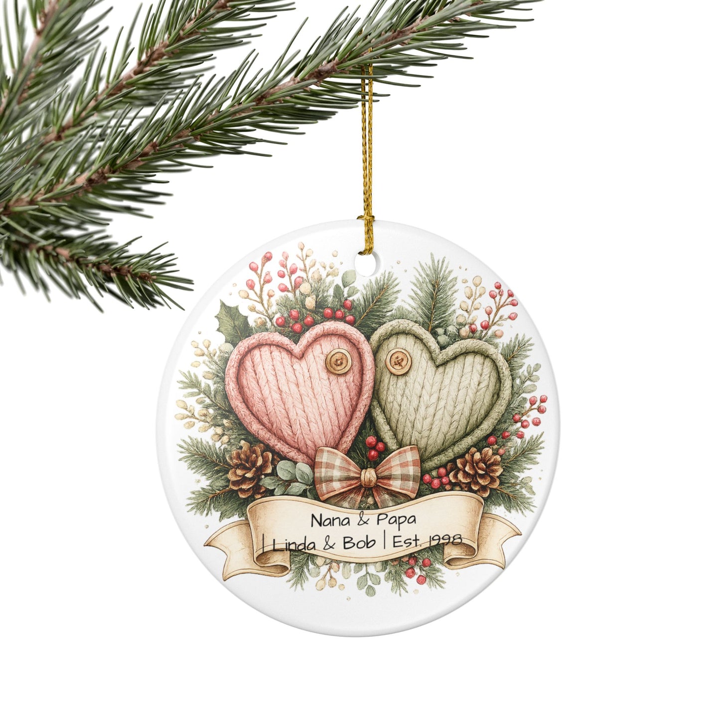 Nana and Papa Christmas Ornament Personalized with Names, Ceramic Keepsake, Grandparents Gift, Grandma Grandpa 2026