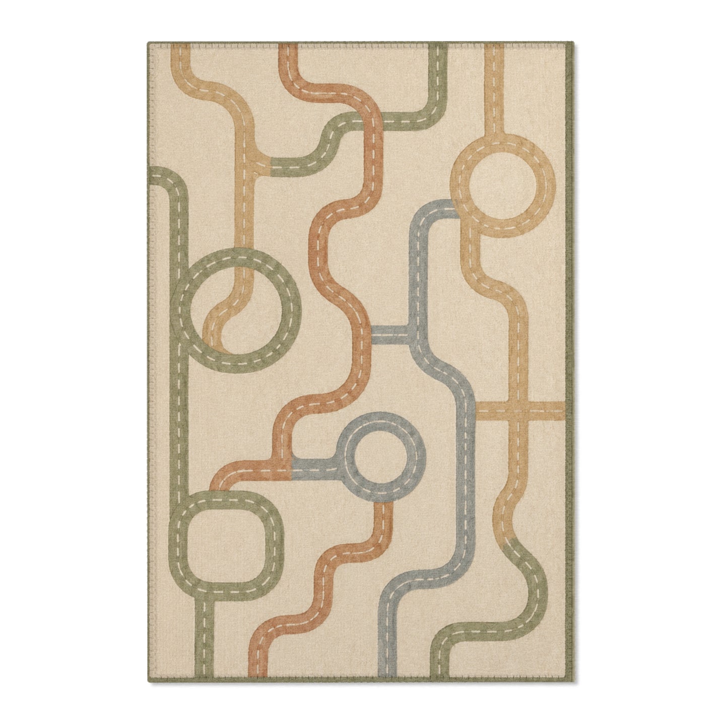 Retro Geometric Lines Area Rug | Mid Century Modern Abstract Pattern