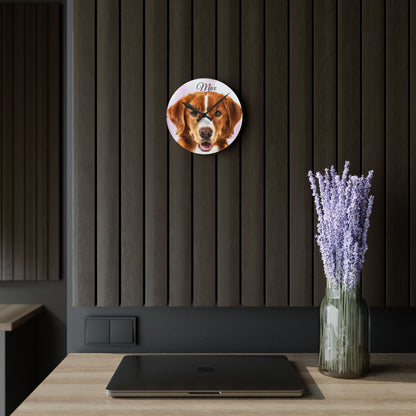Personalized Dog Photo Wall Clock Acrylic | Custom Pet Portrait Clock