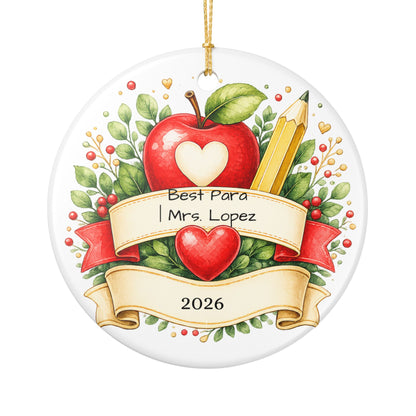 Paraprofessional Christmas Ornament Personalized, Ceramic Keepsake with Name, Para Appreciation Gift, Teacher Aide 2026