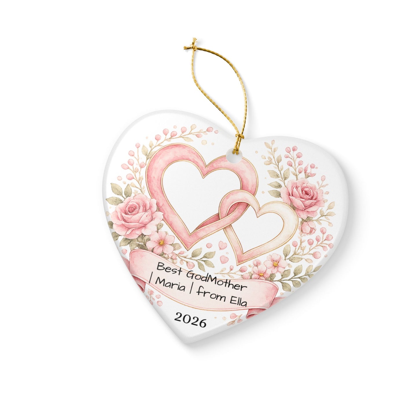 Godmother Christmas Ornament Personalized, Ceramic Keepsake with Name, Gift for Godmother from Godchild 2026