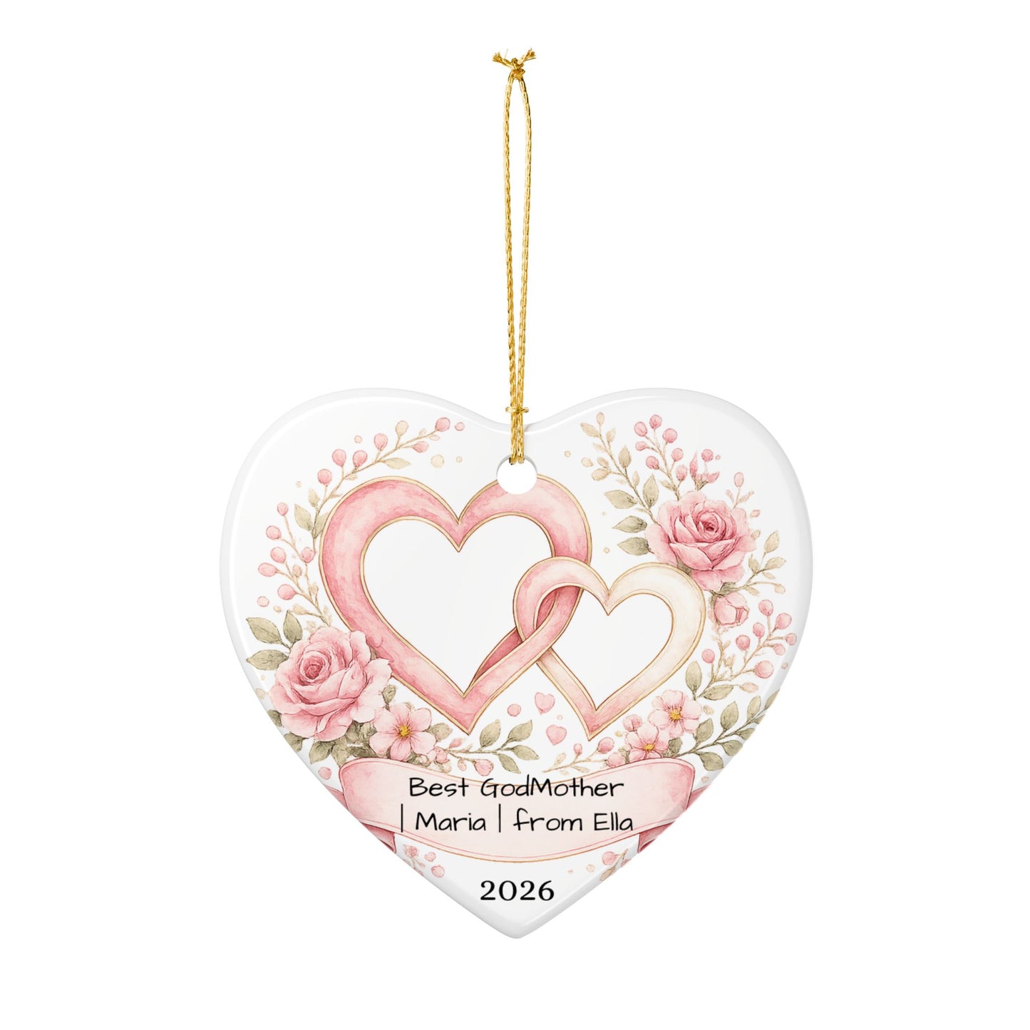 Godmother Christmas Ornament Personalized, Ceramic Keepsake with Name, Gift for Godmother from Godchild 2026