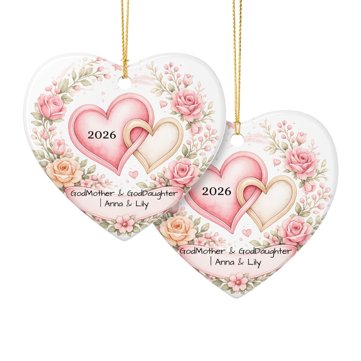 Godmother and Goddaughter Ornament Personalized, Ceramic Keepsake with Names, Godmother Goddaughter Gift 2026