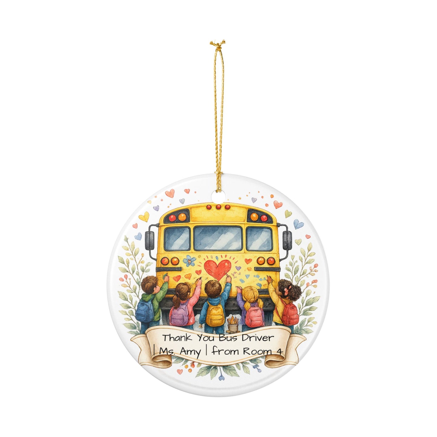 Bus Driver Gift from Student Ornament Personalized, Ceramic Keepsake with Name, Thank You Bus Driver Gift 2026