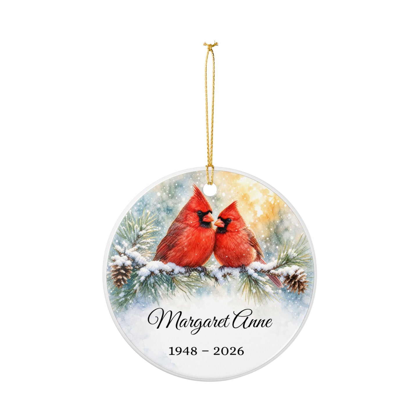 Memorial Ornament Personalized, Cardinal Pair Remembrance Keepsake with Name, Loss of Parents Loved One Sympathy Gift