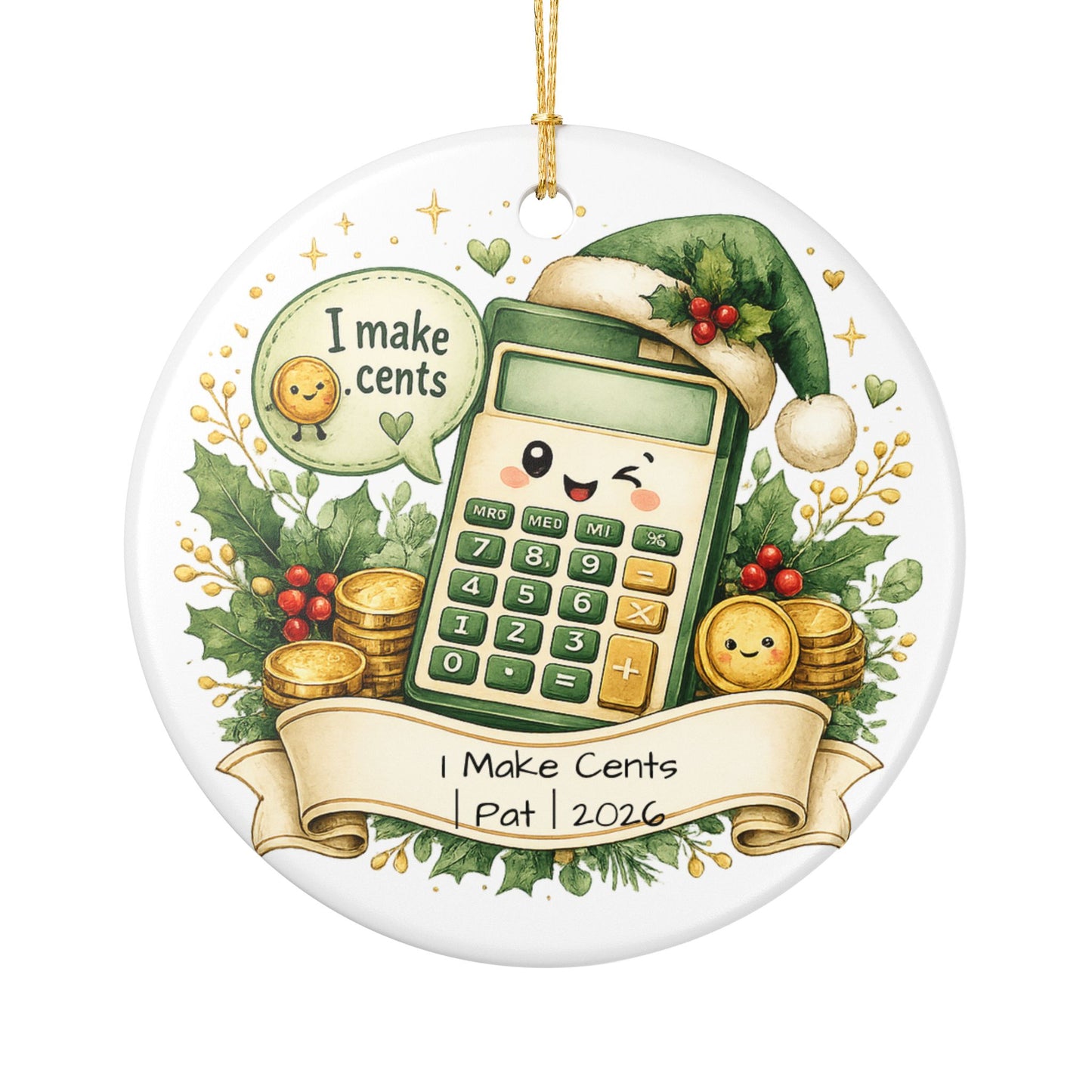 Funny Accountant Christmas Ornament Personalized with Name, Ceramic Keepsake, Accountant Pun Gift, CPA Funny Gift 2026