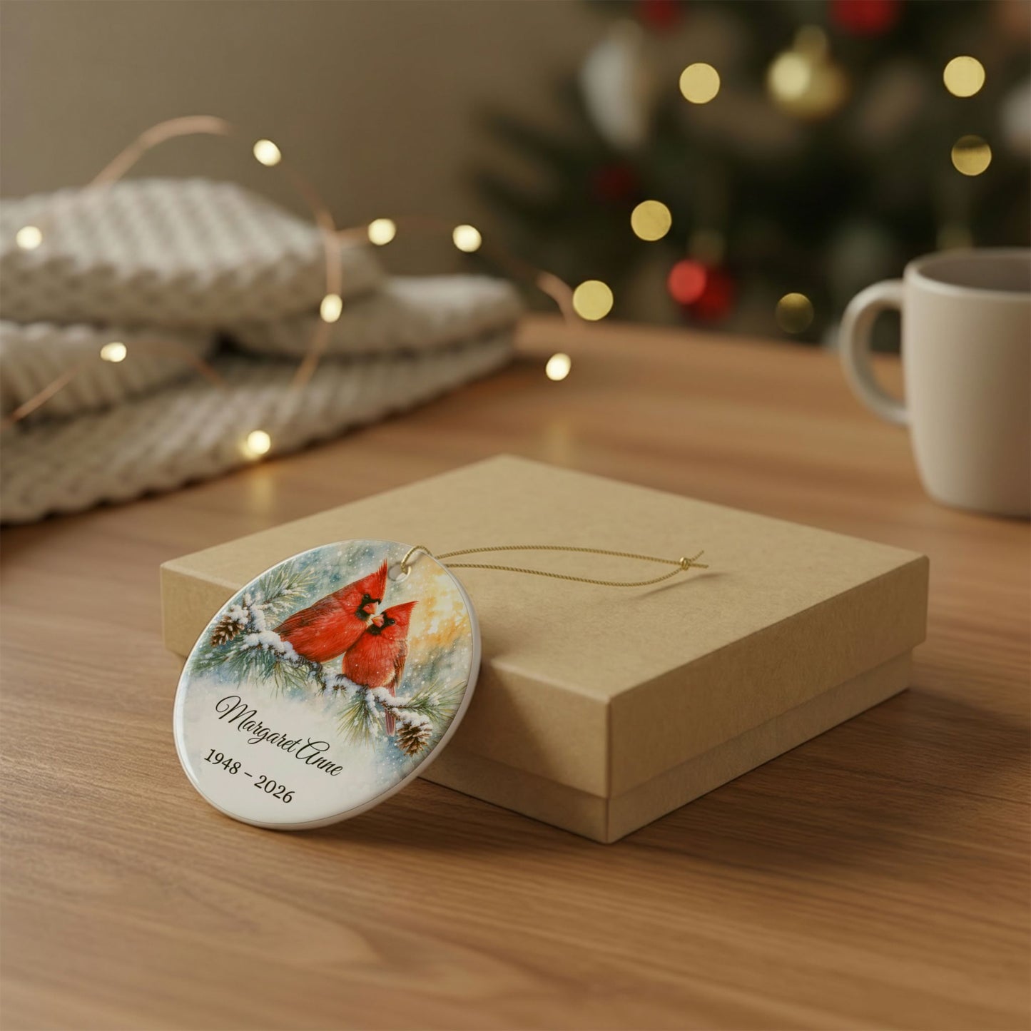Memorial Ornament Personalized, Cardinal Pair Remembrance Keepsake with Name, Loss of Parents Loved One Sympathy Gift