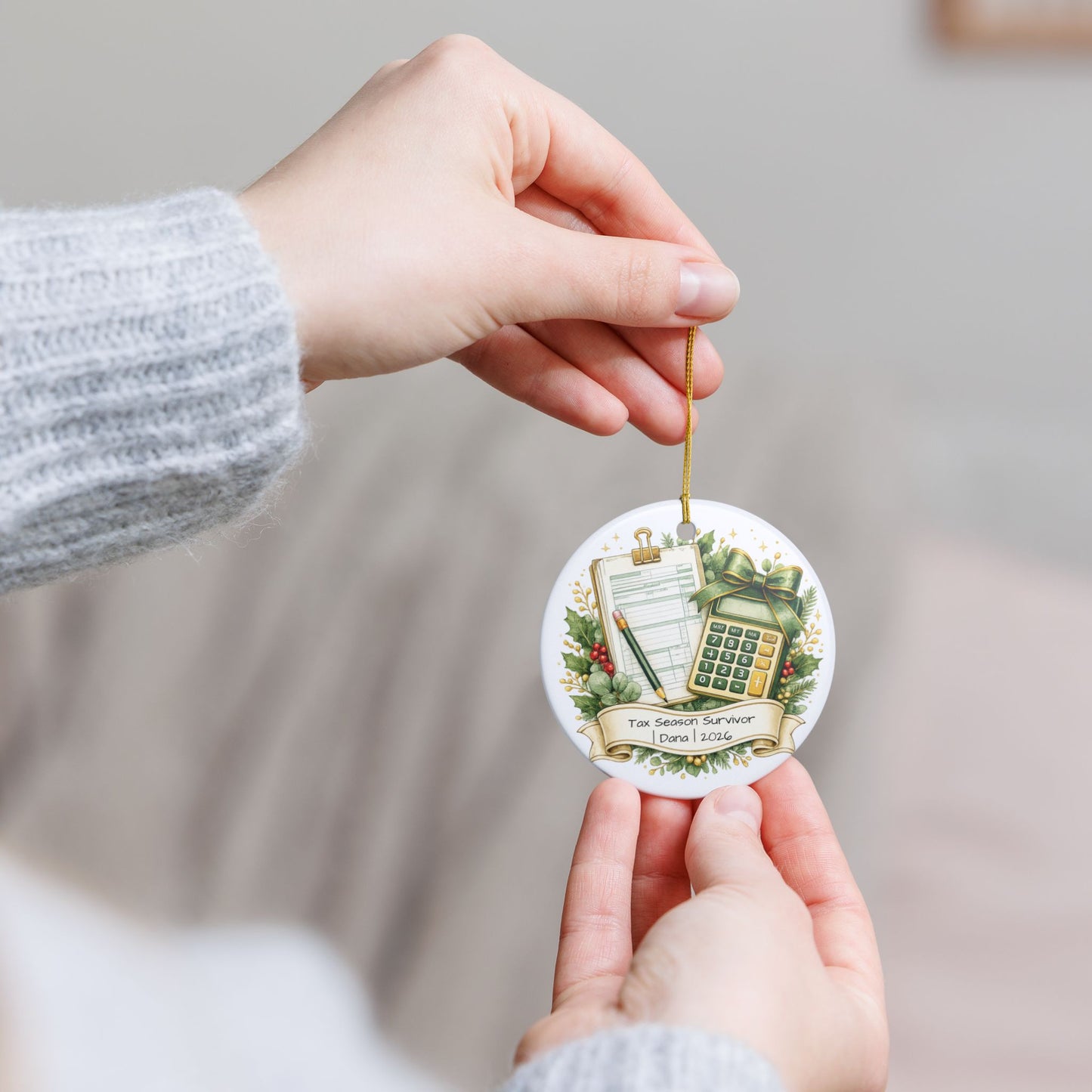 Tax Preparer Christmas Ornament Personalized with Name, Ceramic Keepsake, Tax Season Gift, Accountant Funny Gift 2026
