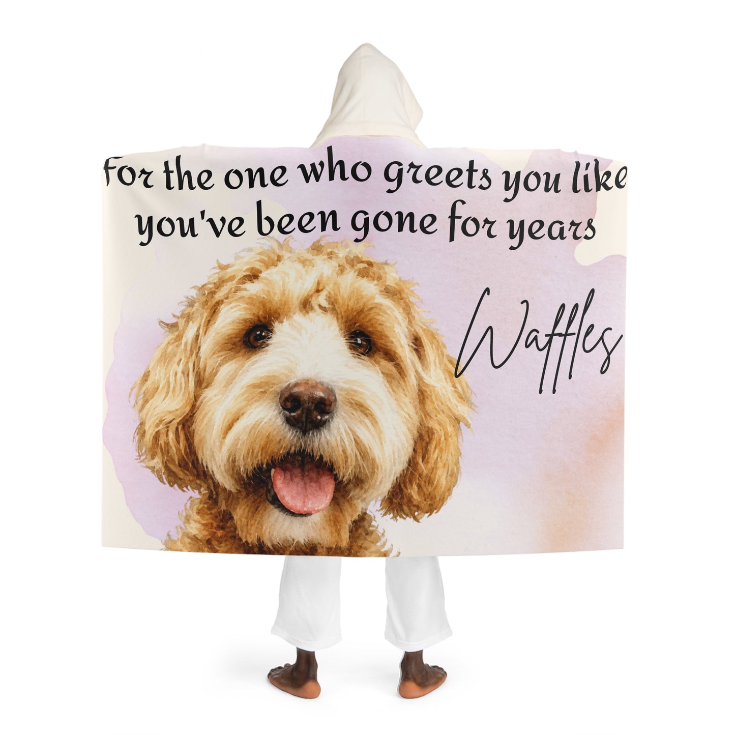 Custom Photo Pet Portrait Hooded Sherpa Blanket | Personalized Dog Image, Script Text