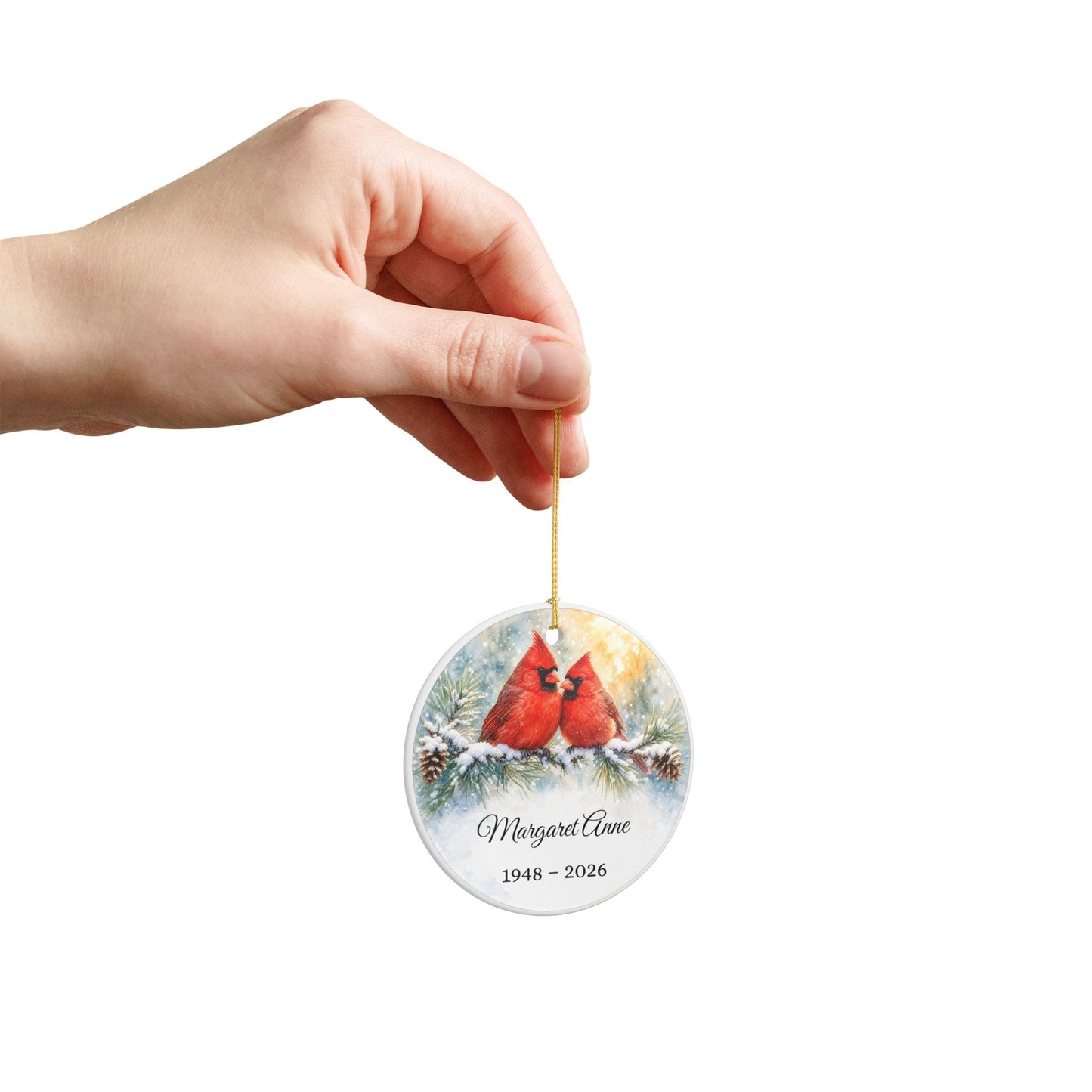 Memorial Ornament Personalized, Cardinal Pair Remembrance Keepsake with Name, Loss of Parents Loved One Sympathy Gift