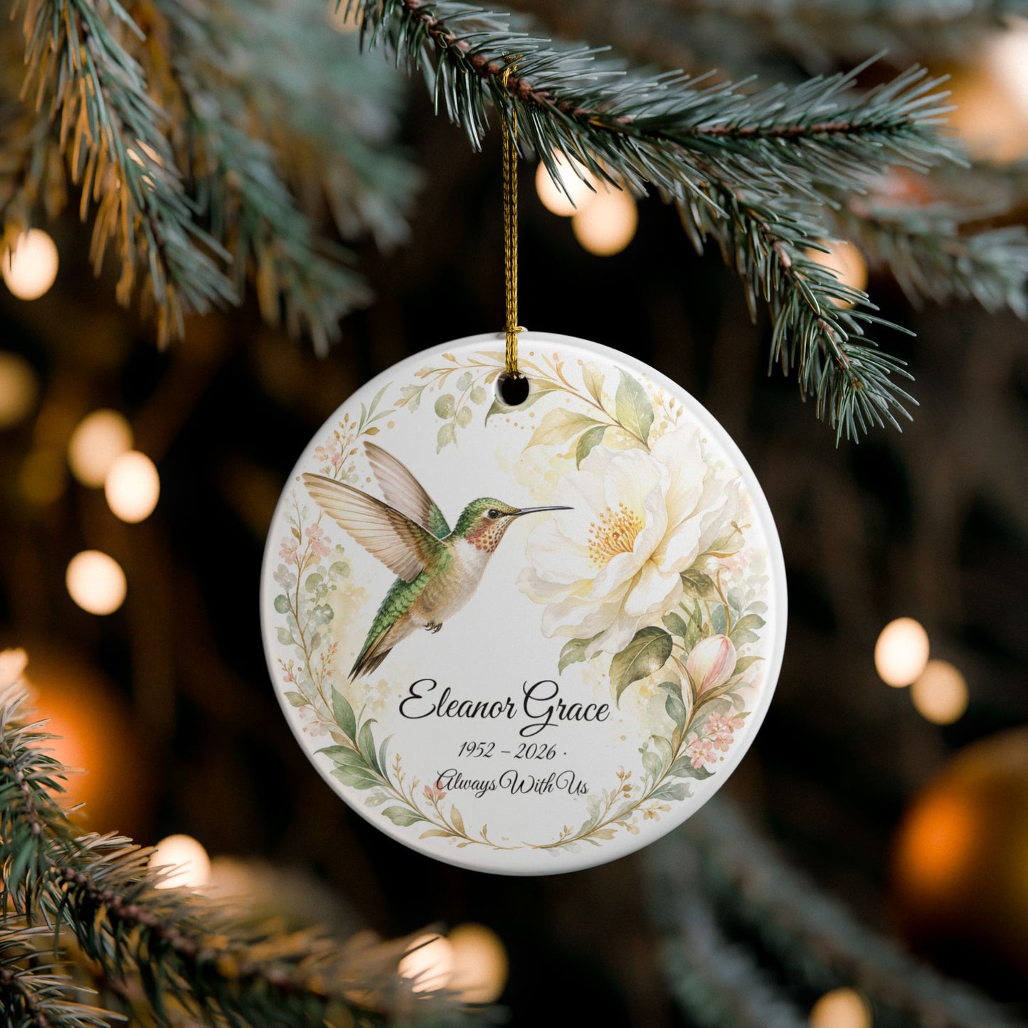 Hummingbird Memorial Ornament Personalized, Remembrance Keepsake with Name, In Loving Memory Gift, Loss of Loved One