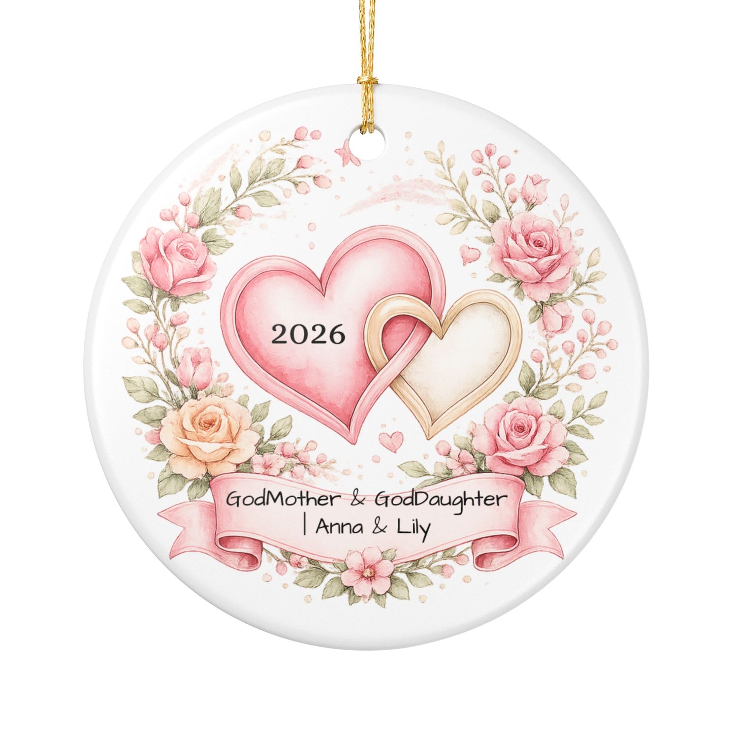 Godmother and Goddaughter Ornament Personalized, Ceramic Keepsake with Names, Godmother Goddaughter Gift 2026