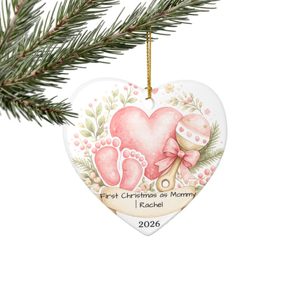 First Christmas as Mom Ornament 2026 Personalized, New Mom Ceramic Keepsake with Name, New Mom Gift, Baby Shower Gift
