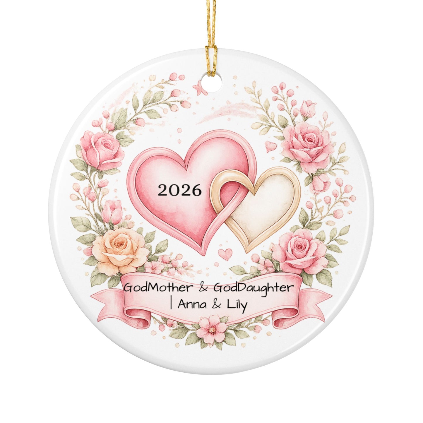 Godmother and Goddaughter Ornament Personalized, Ceramic Keepsake with Names, Godmother Goddaughter Gift 2026