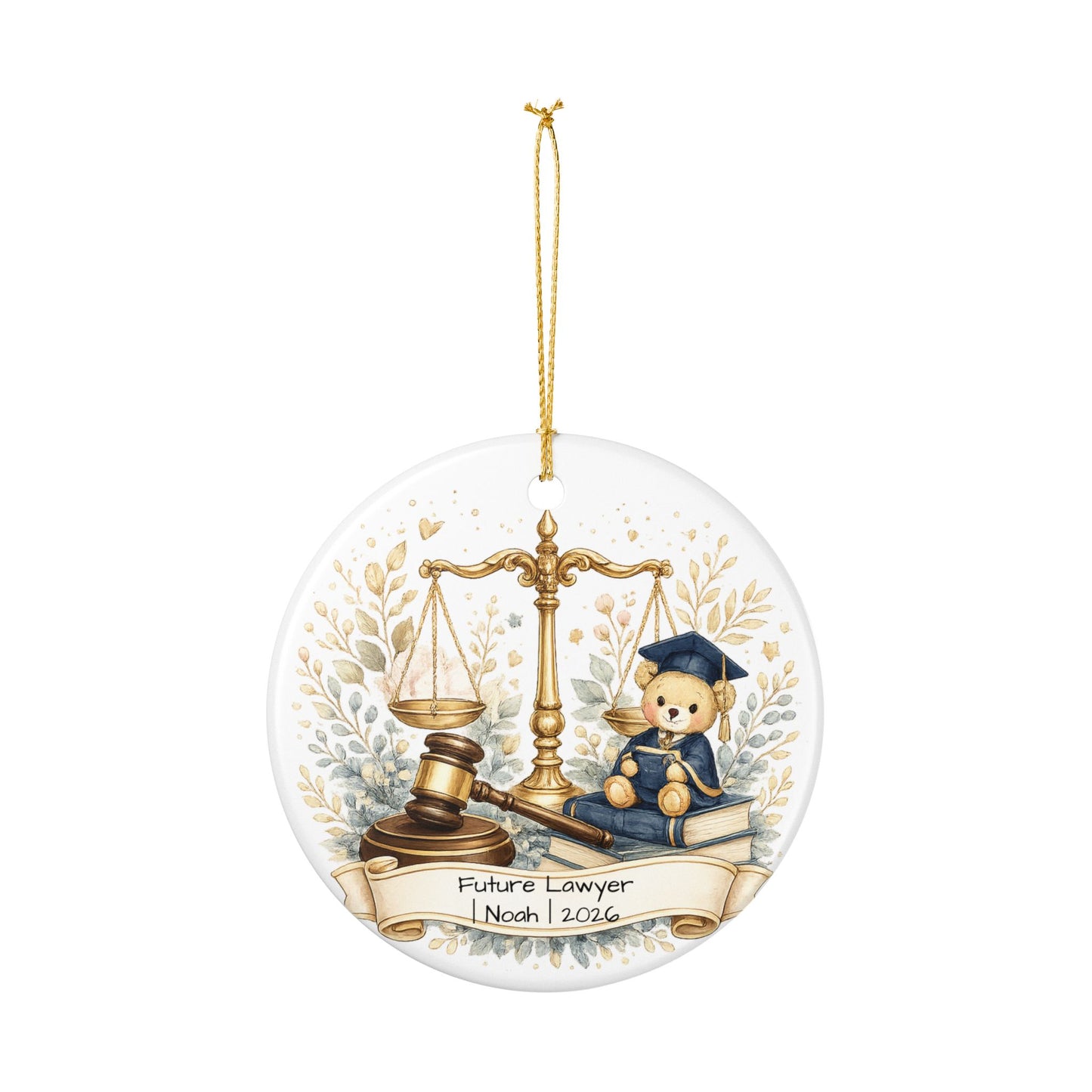 Future Lawyer Christmas Ornament Personalized with Name, Cute Ceramic Keepsake, Kids Attorney Gift, Baby Gift 2026