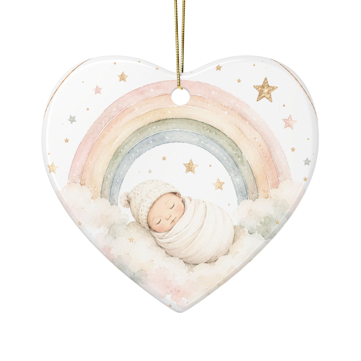 Personalized Baby Rainbow Ornament | Ceramic Ornament