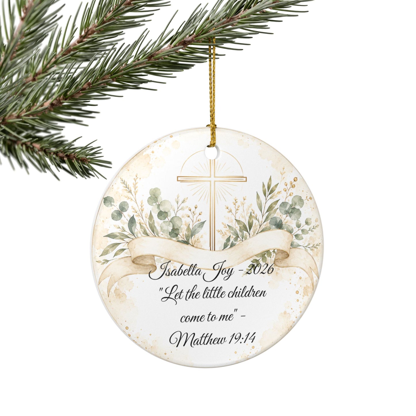 Scripture Baptism Ornament Personalized, Bible Verse Christening Keepsake with Name, Ceramic Religious Gift, Baby Dedication Ornament 2026