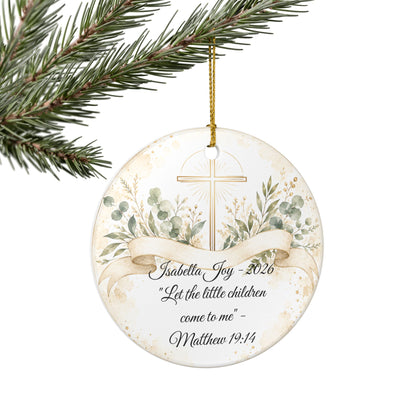 Scripture Baptism Ornament Personalized, Bible Verse Christening Keepsake with Name, Ceramic Religious Gift, Baby Dedication Ornament 2026