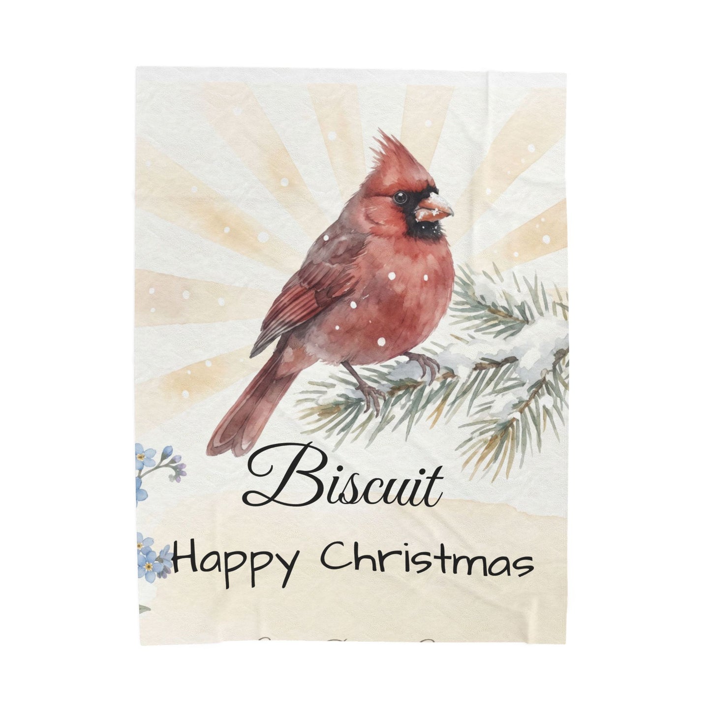 Copy of Bearded Man Portrait Velveteen Plush Blanket | Holiday Script "Happy Christmas"
