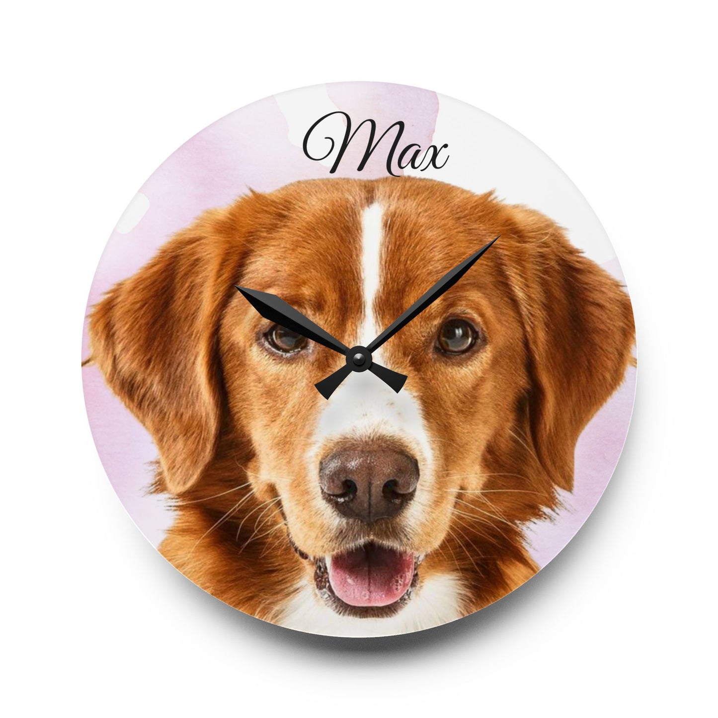Personalized Dog Photo Wall Clock Acrylic | Custom Pet Portrait Clock