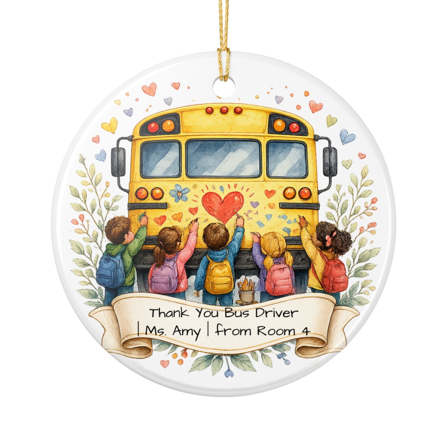 Bus Driver Gift from Student Ornament Personalized, Ceramic Keepsake with Name, Thank You Bus Driver Gift 2026