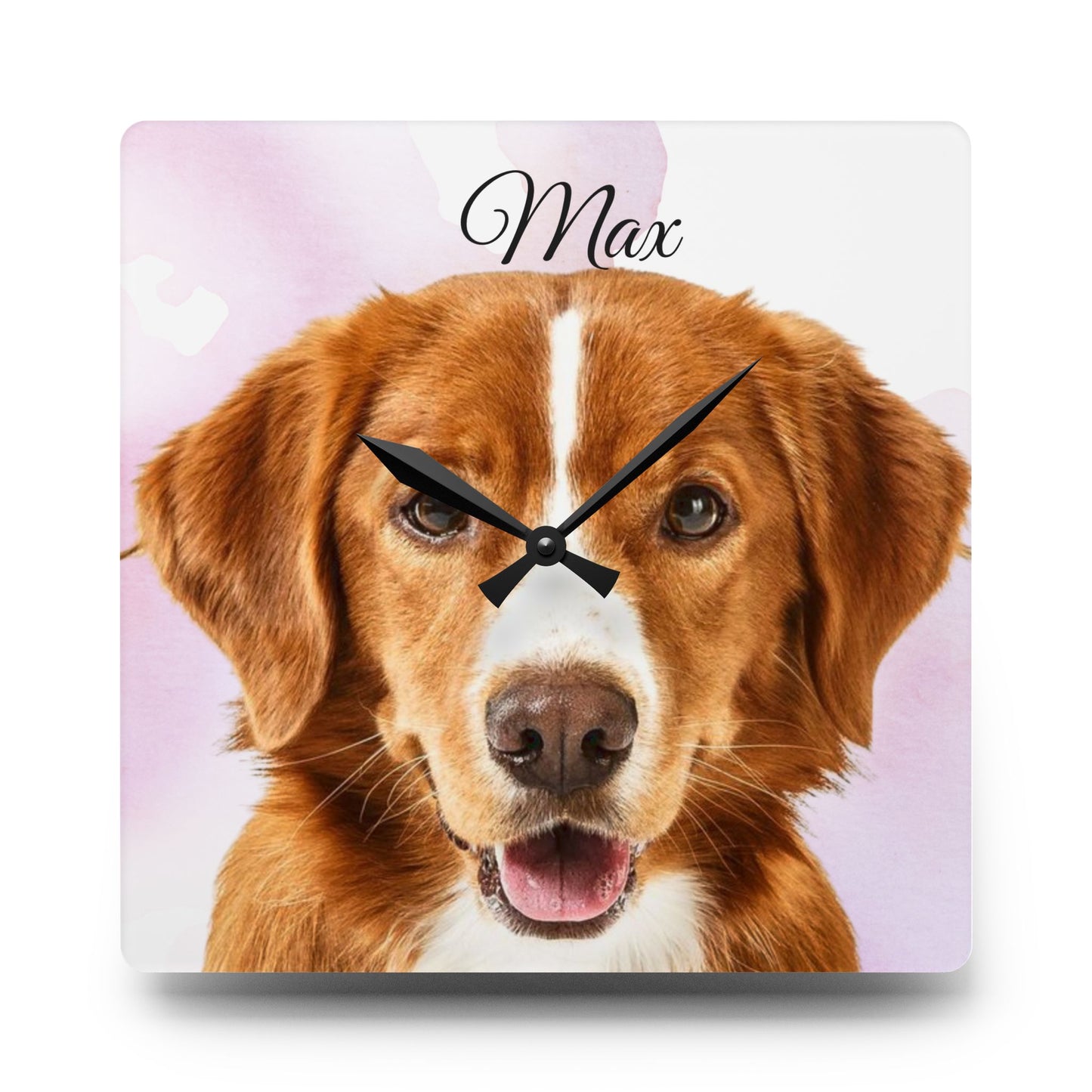Personalized Dog Photo Wall Clock Acrylic | Custom Pet Portrait Clock