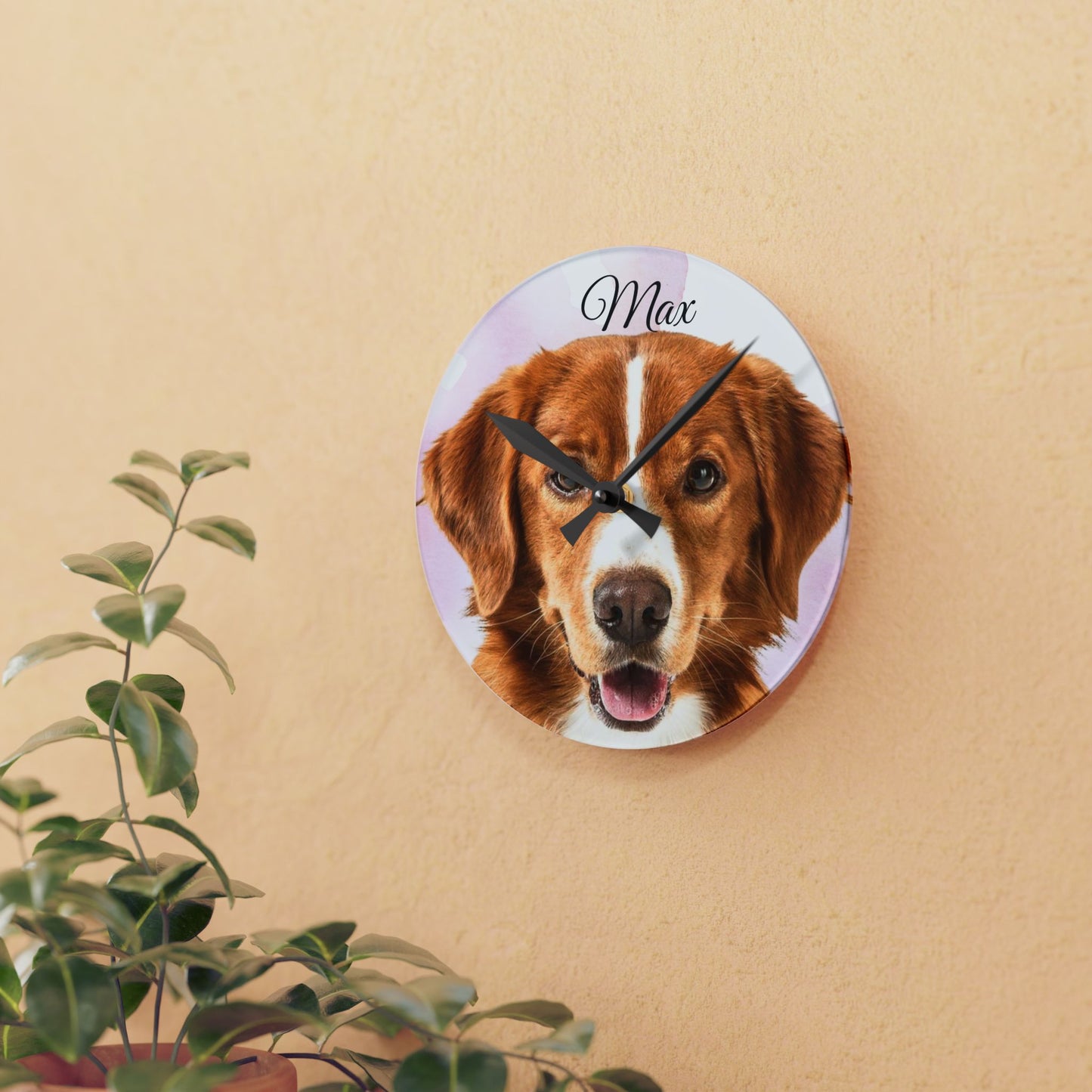 Personalized Dog Photo Wall Clock Acrylic | Custom Pet Portrait Clock