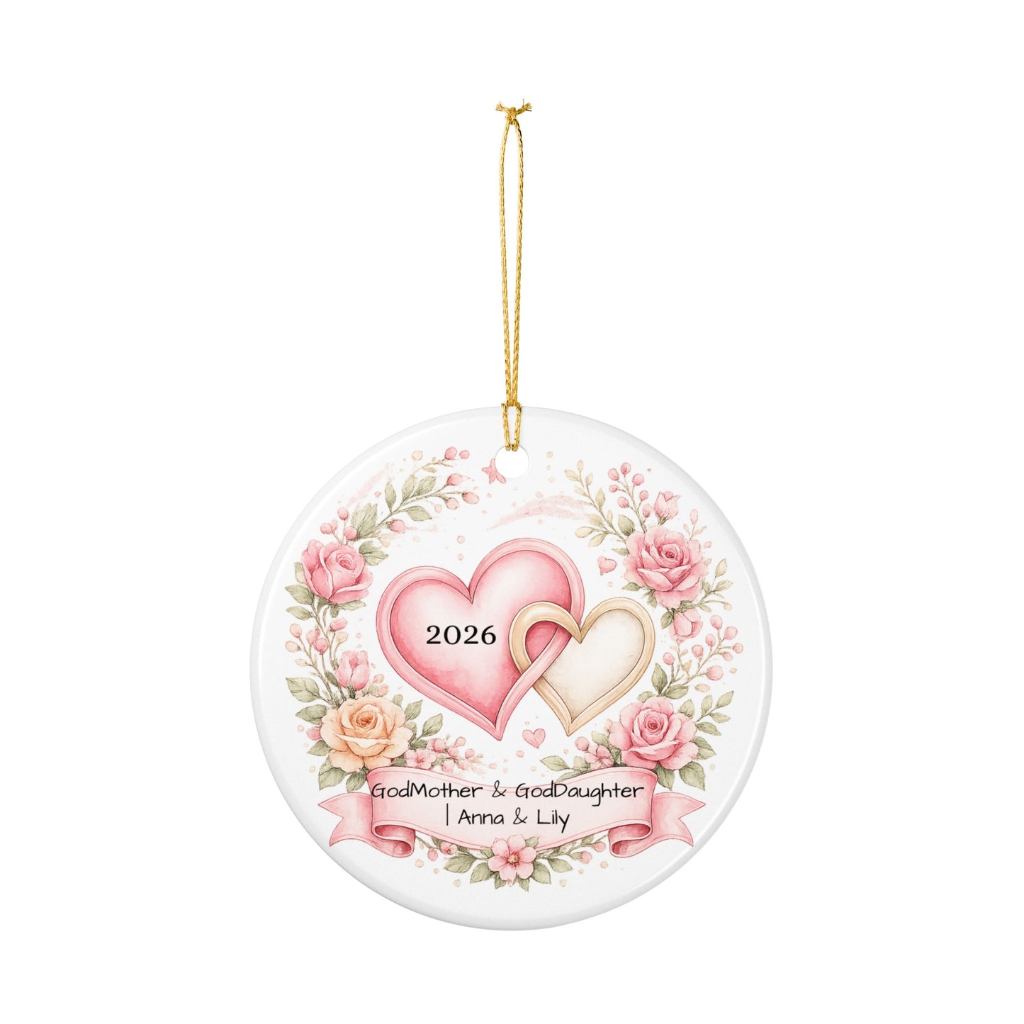 Godmother and Goddaughter Ornament Personalized, Ceramic Keepsake with Names, Godmother Goddaughter Gift 2026