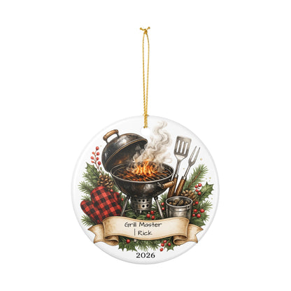 BBQ Father in Law Ornament Personalized, Grill Master Ceramic Keepsake with Name, Grilling FIL Gift 2026