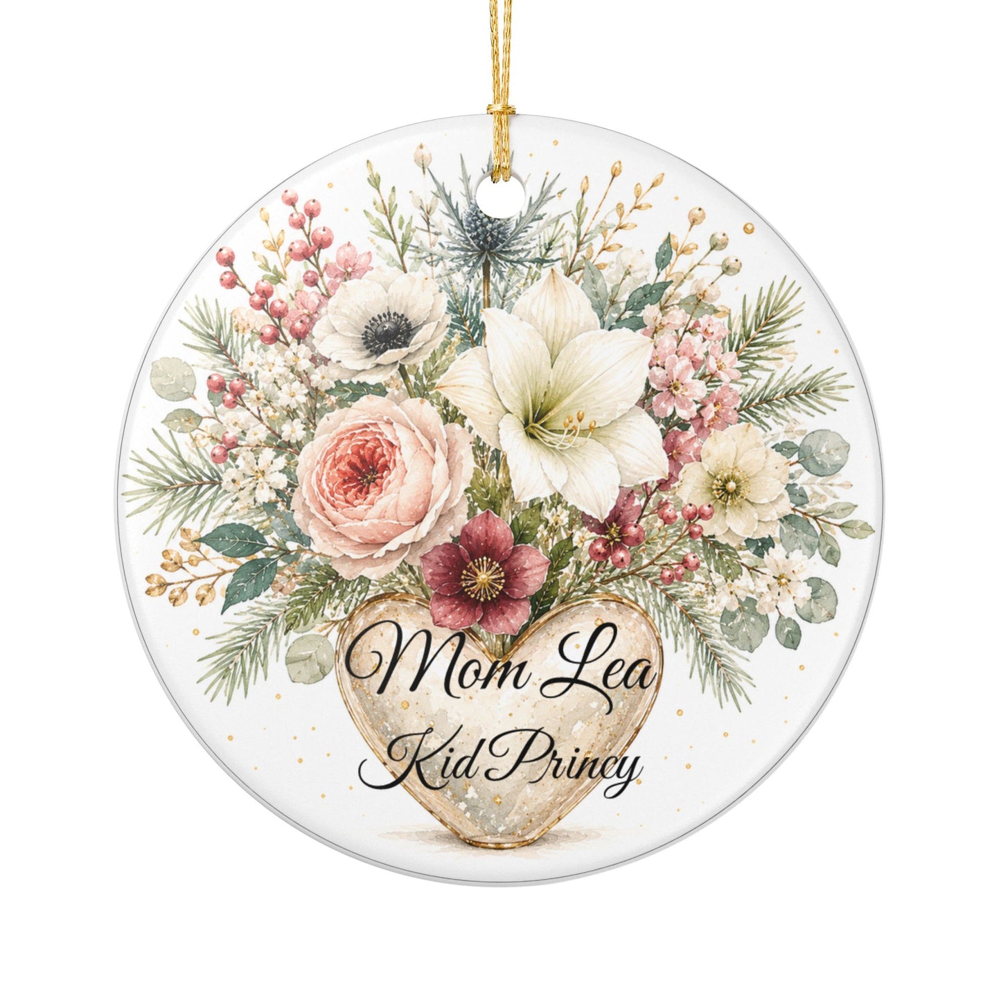 Floral Bouquet Heart Ornament | Ceramic Ornament
