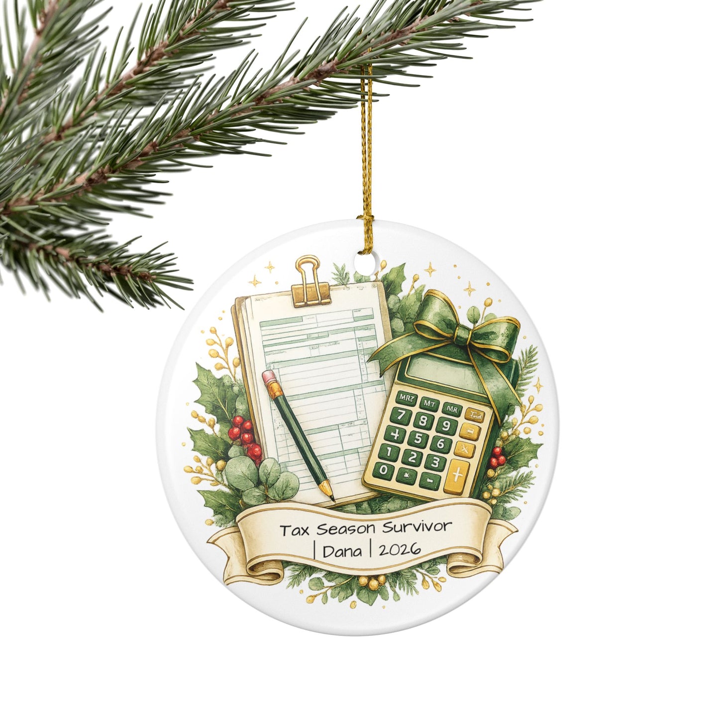 Tax Preparer Christmas Ornament Personalized with Name, Ceramic Keepsake, Tax Season Gift, Accountant Funny Gift 2026